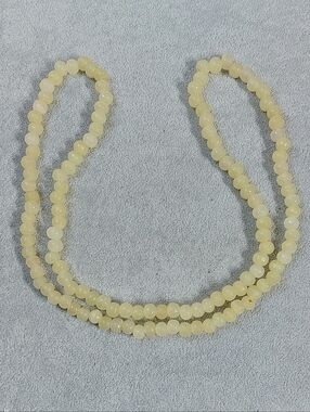 Vintage Natural Stone Necklace Strand 16 Inch - Yellow Jade